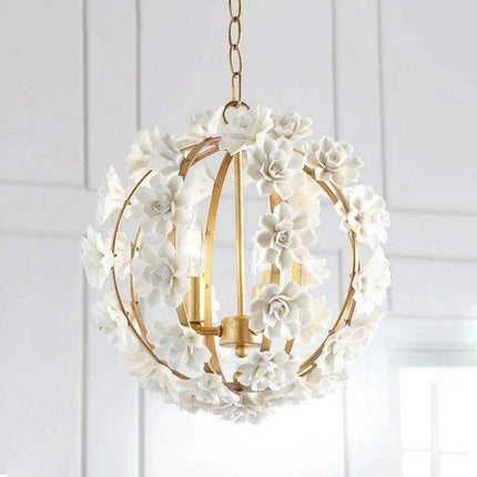 Elegant Retro White Floral LED Ceiling Lamp - A Timeless Luxury Accent for Your Home