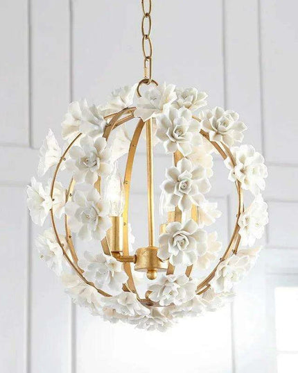 Elegant Retro White Floral LED Ceiling Lamp - A Timeless Luxury Accent for Your Home
