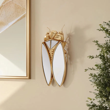 Shop1104558825 Golden Cicada Pendant - Elegant Resin Mirror Finish, Ho