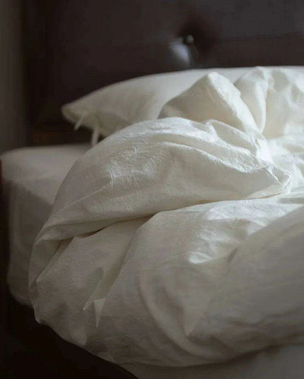Premium Natural White Cotton Luxury Bedding Set - Elegant Duvet Covers & Sheets for Ultimate Comfort