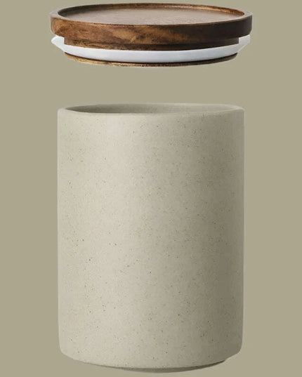 Vintage-Inspired Ceramic Canister Set with Airtight Wooden Lids for Tea and Coffee Storage