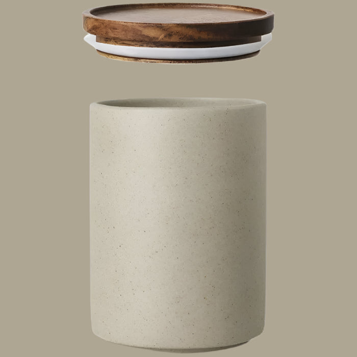 Vintage-Inspired Ceramic Canister Set with Airtight Wooden Lids for Tea and Coffee Storage