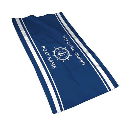 Stylish Customizable Dark Blue Nautical Microfiber Towel Set - Luxury Redefined for Every Occasion