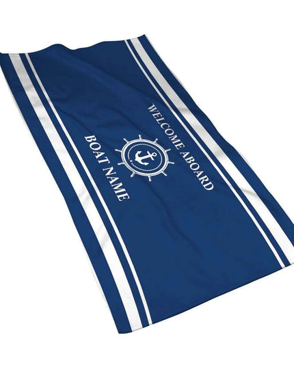 Stylish Customizable Dark Blue Nautical Microfiber Towel Set - Luxury Redefined for Every Occasion