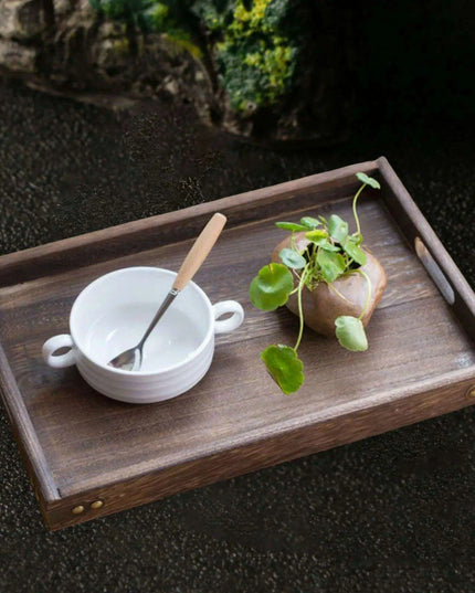 Charming Rustic Wood Serving Tray with Comfortable Handles - Ideal Multi-Purpose Centerpiece for Every Gathering