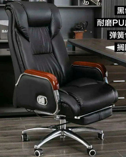 Luxurious Ergonomic Leather Executive Chair with Contemporary Aluminium Base