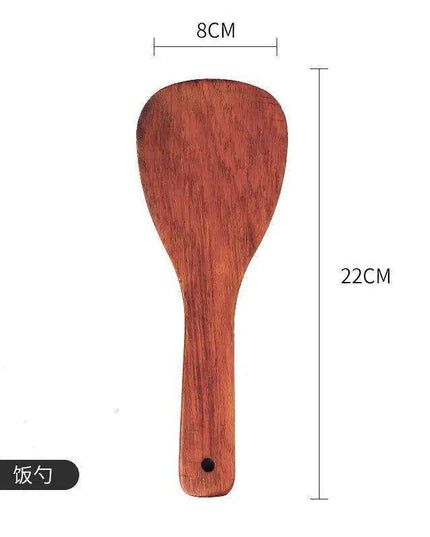 Eco-Friendly Sumac Bark Kitchen Utensils Set with Extended Spatula and Heat-Resistant Rice Scoop