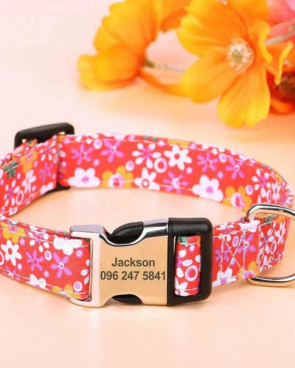 Personalized Floral Nylon Dog Collar - Stylish ID Collars for Dogs of All Sizes
