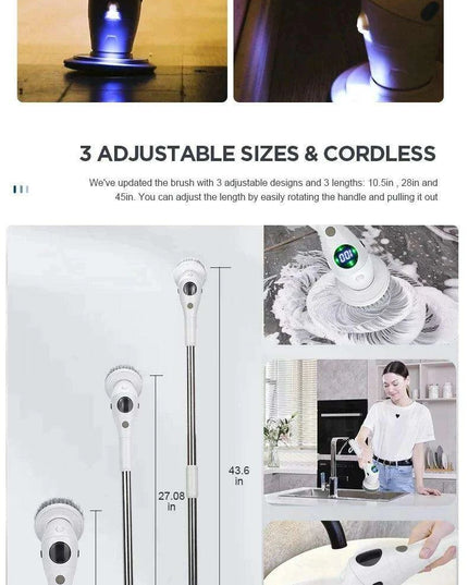 Ultimate Electric Scrubber System with Adjustable Speed and LED Illumination - Comprehensive Home Cleaning Solution