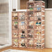 Magnetic 6-Tier Shoe Storage Rack with Clear Brown Doors - Effortless Assembly Organizer
