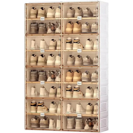Stackable 8-Tier Shoe Rack Organizer, Holds 32 Pairs, Clear Do