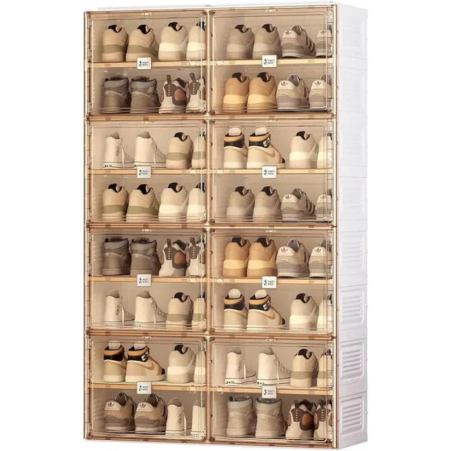 Stackable 8-Tier Shoe Rack Organizer, Holds 32 Pairs, Clear Do