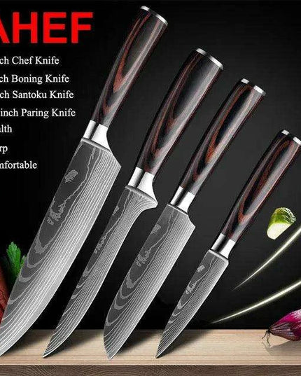 Exquisite Damascus Steel Chef Knife Collection - 1-10Pcs Japanese Santoku and Utility Knives for Culinary Excellence