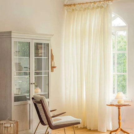 Luxe Sheer White Drapes for Home and Yoga Studios - Exquisite Linen Tulle Voile Organza Curtains