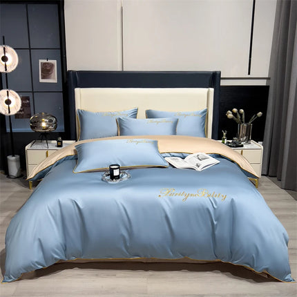 Monnom 100% Egyptian Cotton Duvet Cover Set - 3pcs, Soft & Durable