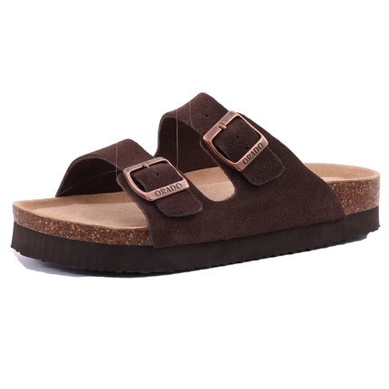 Comwarm Fashion Women's Suede Mules Slippers Men Clogs Cork Insole Sandals With Arch Support Outdoor Beach Slides Home Shoes comwarm-fashion-womens-suede-mules-slippers-men-clogs-cork-insole-sandals-with-arch-support-outdoor-beach-slides-home-shoes