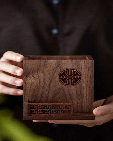 Sleek Black Walnut Desk Organizer - A Perfect Harmony of Elegance and Efficiency for Your Office