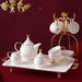 European Elegance Bone China Tea Set with Ceramic Saucer and Kettle - Home Décor and Bar Accessories