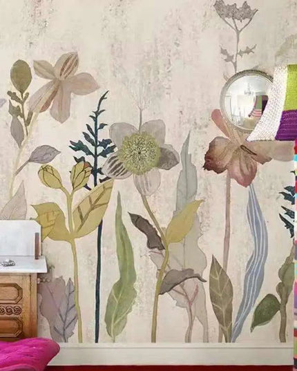 Serene Tropical Paradise Abstract Mural Wallpaper - Elegant Botanical Decor for Stylish Homes