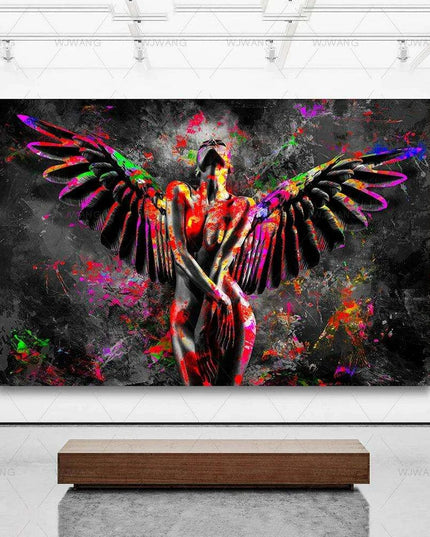 Elegant Crimson Muse: Contemporary Abstract Lady Canvas Art