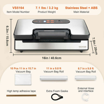 Commercial Vacuum Sealer Pro with Dual Sealing Strips and Turbo Heat Technology