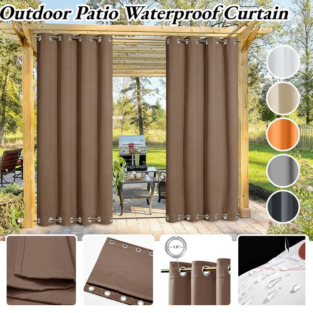 Outdoor Patio Top Bottom Punching Waterproof Curtain Drapes Blackout Thermal Insulated Privacy Curtain for Gazebo Porch Garden outdoor-patio-top-bottom-punching-waterproof-curtain-drapes-blackout-thermal-insulated-privacy-curtain-for-gazebo-porch-garden-1