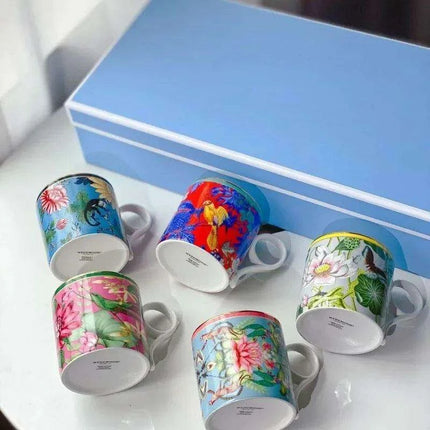 Exquisite Spring European Bone China Coffee Cup Set - Luxurious Serveware Collection