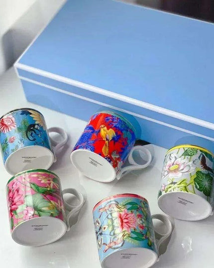 Exquisite Spring European Bone China Coffee Cup Set - Luxurious Serveware Collection