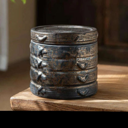 Elegant Vintage Gilt Ceramic Tea Pot - Artistic Storage Solution and Stylish Home Accent