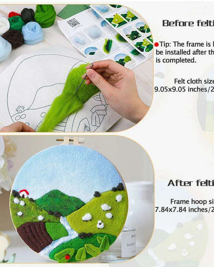 Wool Artistry Felting Kit with Embroidery Frame for Unique Creations