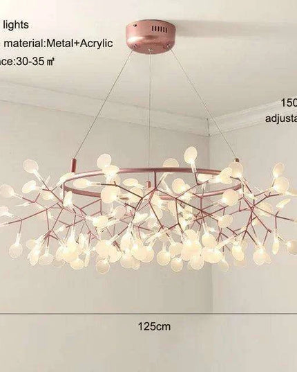 Nordic Firefly Chandelier: Customizable Rose Gold & Black Lighting Masterpiece