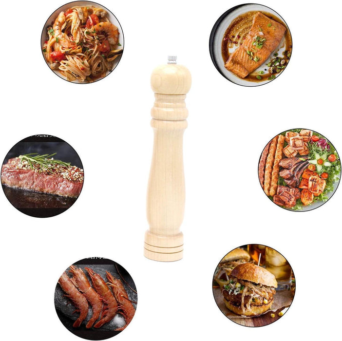 Adjustable Wooden Salt and Pepper Mill Set with Ceramic Rotor for Gourmet Seasoning