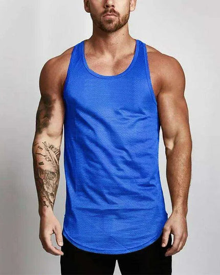 Men's Cool-Dry Mesh Gym Tank - Sleek Sleeveless Bodybuilding Vest for Summer