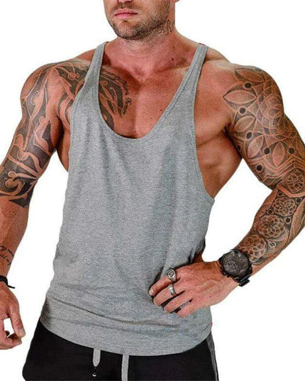 Men's Sleeveless Cotton Tank Top for Bodybuilding and Fitness - Muscle Stringer Vest