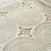 Bohemian Circle Embroidered Quilted Bedding Set with Pillow Shams - 3-Piece Beige & White Cotton Coverlet for Queen/King Size