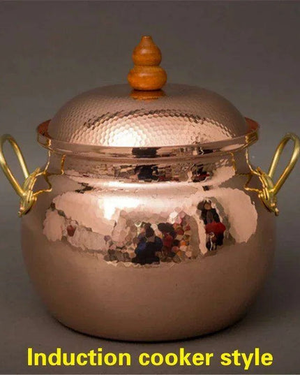 Handcrafted Copper Soup Pot with Induction Base - Essential for Culinary Excellence