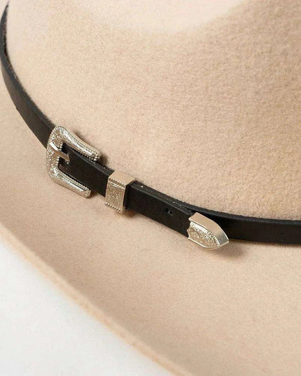 Stylish Women's Wide Brim Wool Cowboy Hat with Buckle Accent - Fall/Winter Collection (M/L Size)