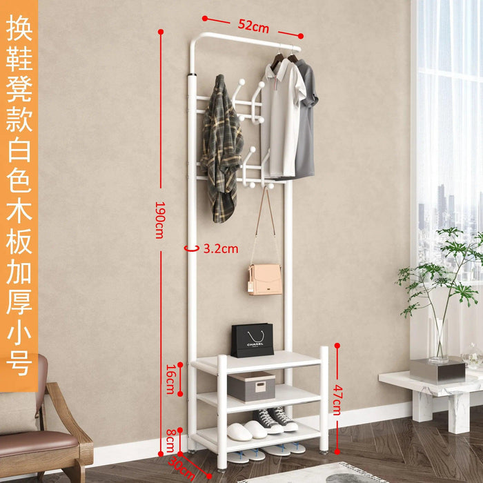 Modern Entryway Organizer with Hooks - Stylish Storage Solution for Shoes and Coats