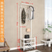 Modern Entryway Organizer with Hooks - Stylish Storage Solution for Shoes and Coats