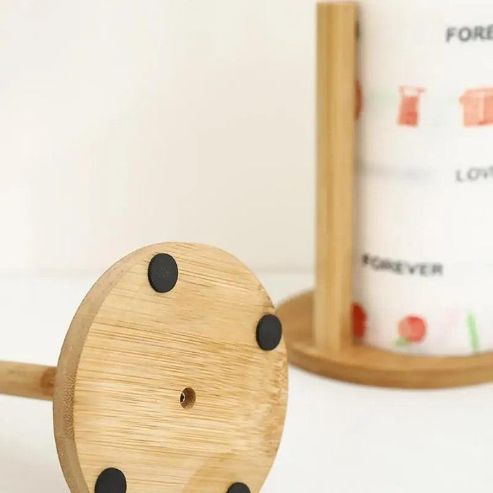 Bamboo Storage Stand for Kitchen and Bathroom - Eco-Friendly Organizer for Paper and Cling Film