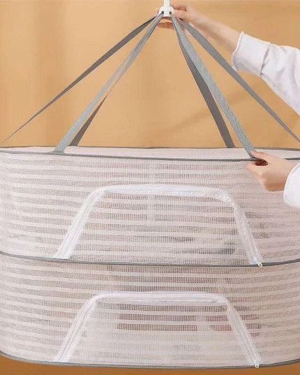 Grey Multi-Layer Mesh Drying Net - Perfect for Vegetables, Laundry, and More