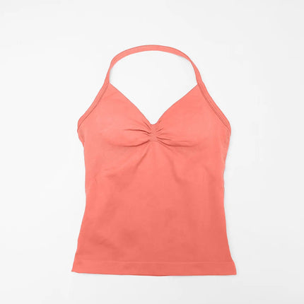 NCLAGEN Women's Longline Strappy Yoga Vest with Open Back for Fitness