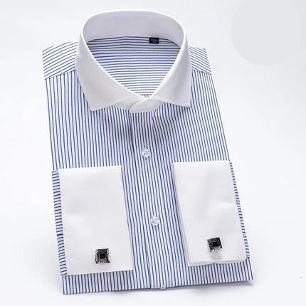 French Cuff Striped Dress Shirt — Slim Fit, Long Sleeve