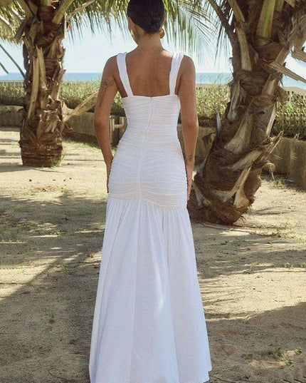 Elegant Backless Bodycon Maxi Dress with Sensational Thigh-High Split and Double Straps for Women