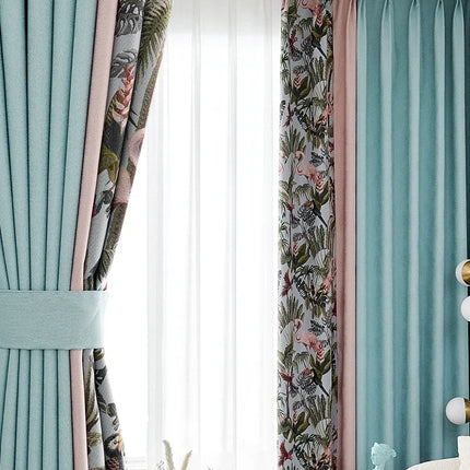 Luxury Thickened Curtains — Nordic Retro Stitching