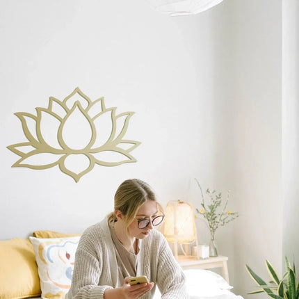 Ironcraft Haven Large Gold Lotus Metal Wall Art - Elegant Decor & Gift