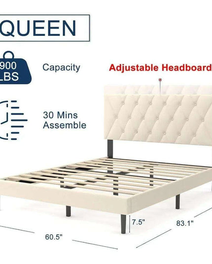 QuietDream Versatile Adjustable Bed Frame with Sturdy Construction and Silent Operation - Beige