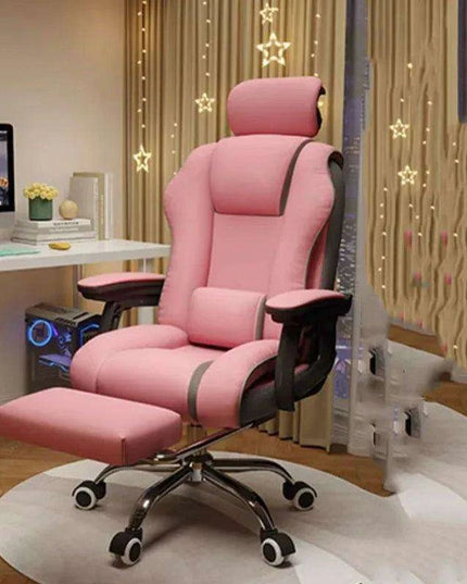 Pink Gaming Throne with Rolling Massage - Elevate Your Workspace!