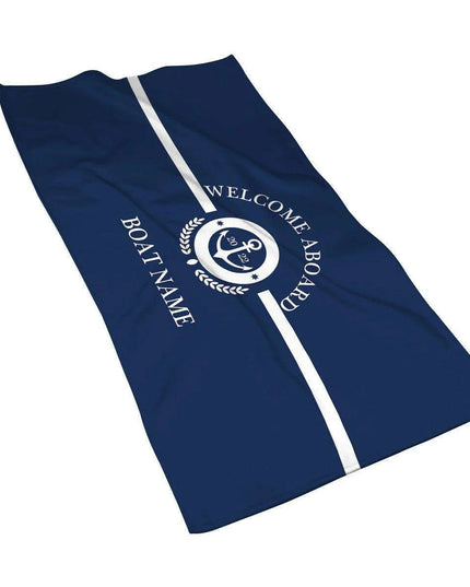 Stylish Customizable Dark Blue Nautical Microfiber Towel Set - Luxury Redefined for Every Occasion