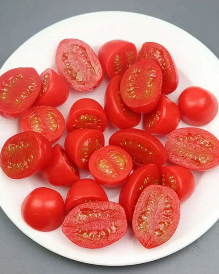 4-Piece Realistic Faux Cherry Tomatoes - Lifelike Decorative Fruit for Home Accent